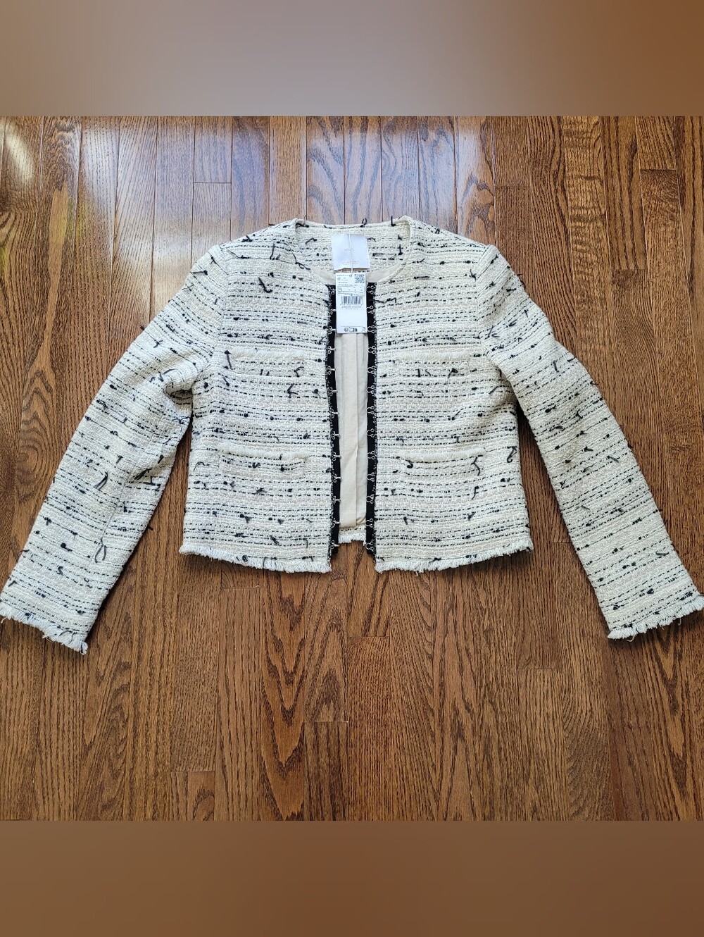 Mango Cream Tweed Cropped Jacket